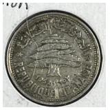 1952 Lebanon 50 Piastres Coin