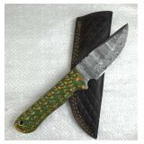 Damascus Steel Fixed Blade Knife w/ Sheath