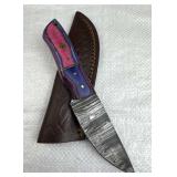 Damascus Steel Fixed Blade Knife w/ Sheath