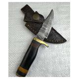 Damascus Steel Fixed Blade Knife w/ Sheath