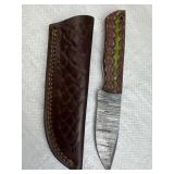 Damascus Steel Fixed Blade Knife w/ Sheath