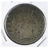 1909 Barber Silver Half Dollar, US 90%