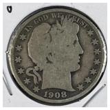 1908-O Barber Silver Half Dollar, US 90%