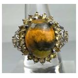 925 Silver Bumblebee Jasper Citrine Accent Ring