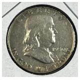 1950-D Franklin Silver Half Dollar, US 90% Coin