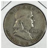 1949-D Franklin Silver Half Dollar, US 90% Coin