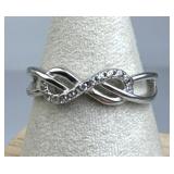 925 Silver Infinity Open Swirl Zirconia Ring