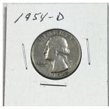 1954-D Washington Silver Quarter, US 90% Coin