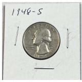 1948-S Washington Silver Quarter, US 90% Coin