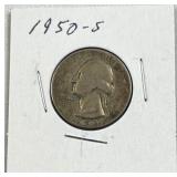 1950-S Washington Silver Quarter, US 90% Coin