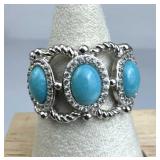 925 Silver Triple Sleeping Beauty Turquoise Ring