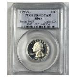 1993-S Silver Proof Quarter, PCGS PR69 DCAM
