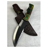 Lg Handmade Steel Huntsman Knife w/ Sheath