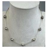 925 Silver Vintage Beaded Station Choker Necklace