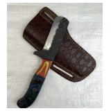 Handmade Steel Fixed Bull Cutter Knife w/ Sheath