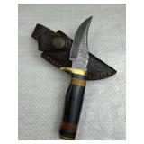 Damascus Steel Fixed Blade Knife w/ Sheath