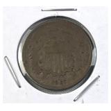 1867 US 2 Cent Piece, 2c Coin
