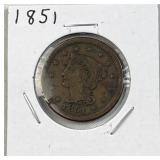 1851 US Large Cent Coin