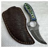 Damascus Steel Karambit Blade Knife w/ Sheath