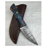Damascus Steel Fixed Blade Knife w/ Sheath