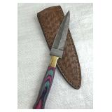 Damascus Steel Fixed Blade Knife w/ Sheath