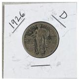 1926-D Standing Liberty Silver Quarter, US 90%
