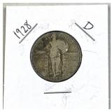 1928-D Standing Liberty Silver Quarter, US 90%
