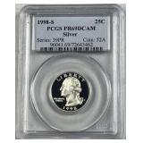 1998-S Silver Proof Quarter, PCGS PR69 DCAM