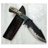 Lg Handmade Steel Huntsman Knife w/ Sheath