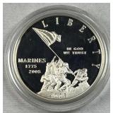 2005 Silver Proof Marines Iwo Jima Dollar 90%