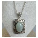 925 Silver Jadeite Pendant Necklace
