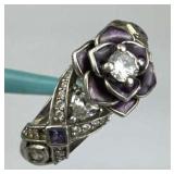 925 Silver Vancaro Nature Purple Rose Ring