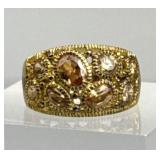 925 Silver Ross Simons Orange/Gold CZ Band Ring