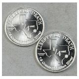 (2) 1/4oz Silver TX Liberty or Death Hart