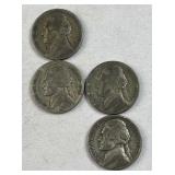 (4) 1942-45 Silver WWII Era War Nickels, 35%