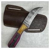 Damascus Steel Fixed Blade Talon Knife w/ Sheath