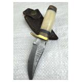 Damascus Steel Fixed Blade Knife w/ Sheath
