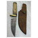 Damascus Steel Fixed Blade Knife w/ Sheath