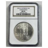 1995-D Silver Olympics Gymnastics, NGC MS69