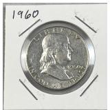 1960 Franklin Silver Half Dollar, US 90% Coin