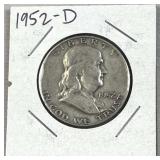 1952-D Franklin Silver Half Dollar, US 90% Coin