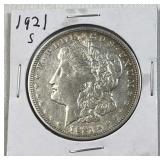 1921-S Morgan Silver Dollar, US $1 Coin, 90%