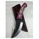Handmade Steel Fixed Gut Hook Knife w/ Sheath