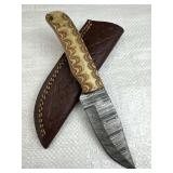 Damascus Steel Fixed Blade Knife w/ Sheath