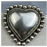 925 Silver Taxco Vtg Large Heart Pin/Brooch/Pendan