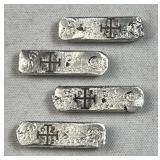 (4) 4g+ Silver Bars, Shipwreck Style Ingots .999