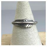 925 Silver Oxidized Feather Ring
