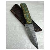 Damascus Steel Fixed Blade Knife w/ Sheath