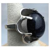 925 Silver Mexico Blue Sunstone Scalloped Floral R