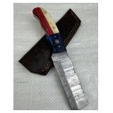 Damascus Steel Fixed Blade Knife w/ Sheath